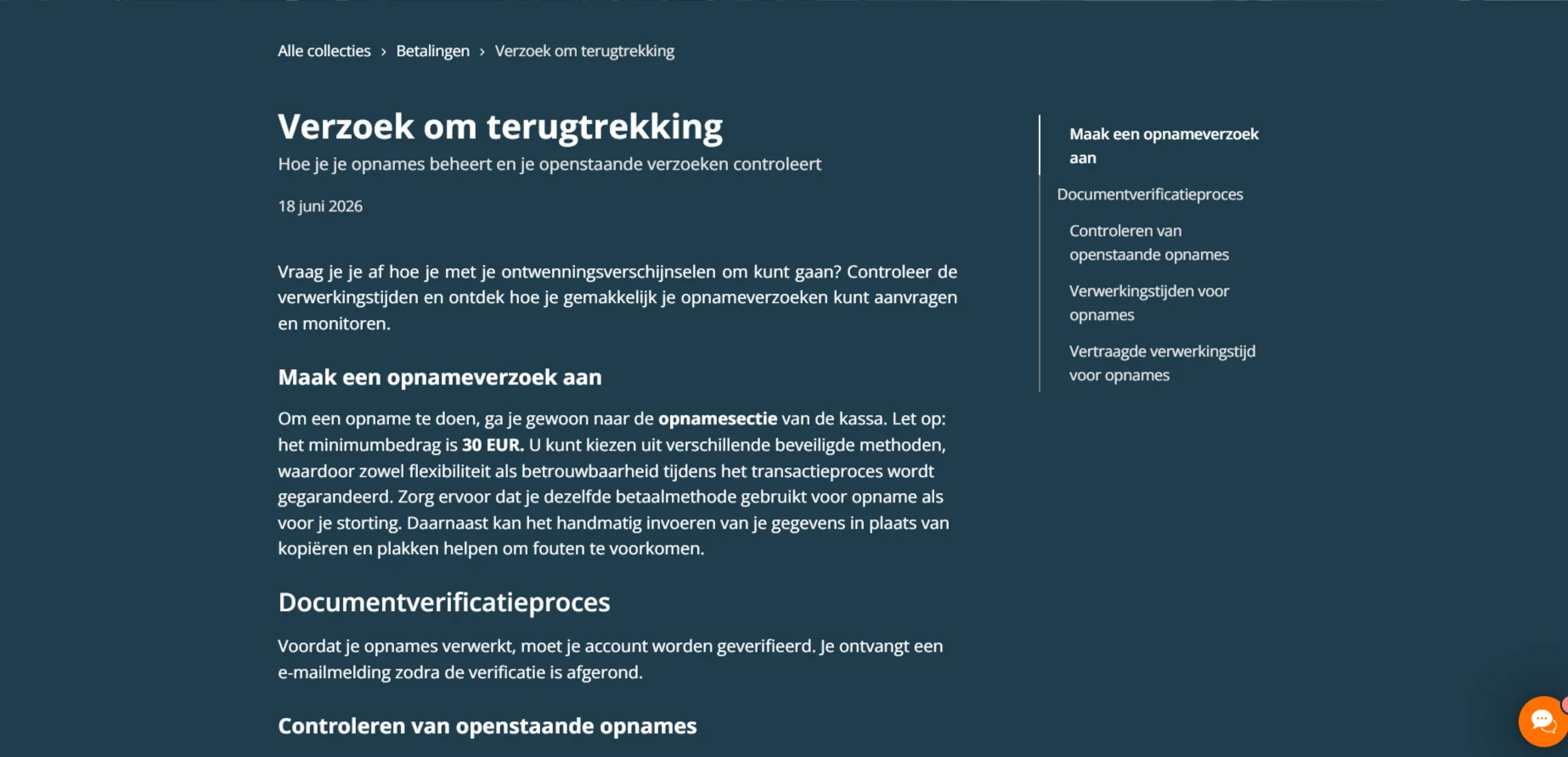 Officieel Locowin Help-artikel over een withdrawal request en Pending-status